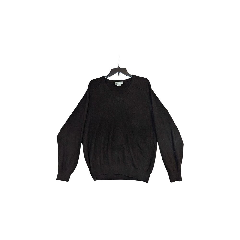 Mendocino Mens Black V-Neck Sweater 100% Cashmere Medium